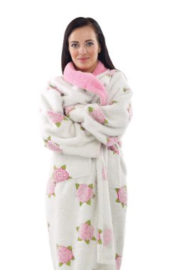 beyaz bornoz güzel kadın resmi