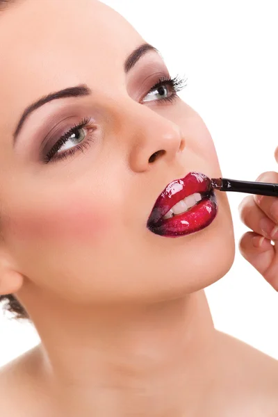 Maquillaje profesional, brillo de labios — Foto de Stock