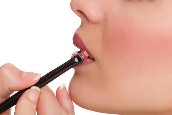 Donna trucco professionale, lipgloss — Foto Stock