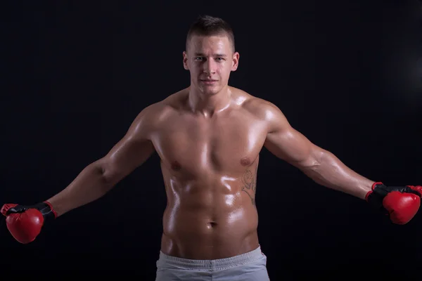 Boxer with red gloves — Stock Photo, Image