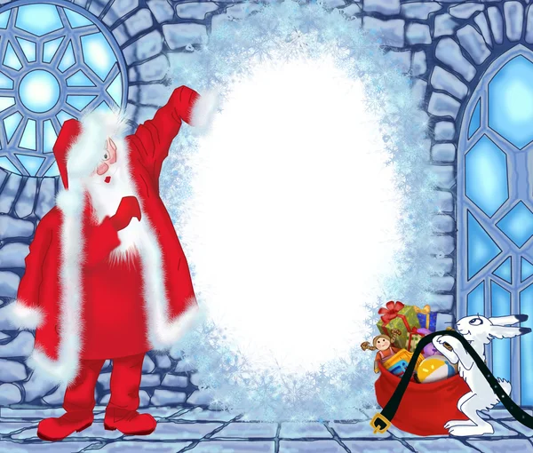 Weihnachtsmann im Eishaus — Stockfoto