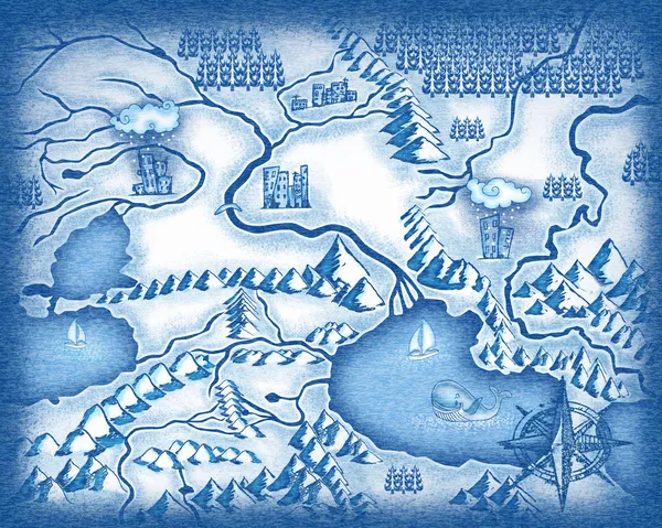 그려진된 지도 — 스톡 사진