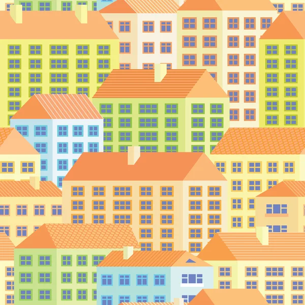 Colorful houses - seamless pattern — Stock Vector