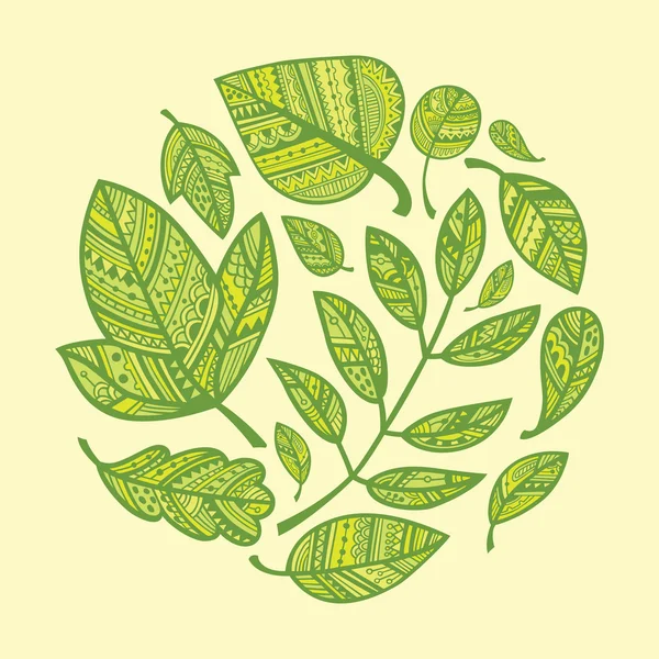 Círculo de hojas verdes decorativas — Archivo Imágenes Vectoriales