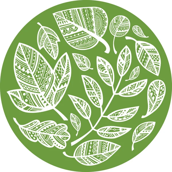 Círculo verde de hojas de encaje decorativas — Archivo Imágenes Vectoriales