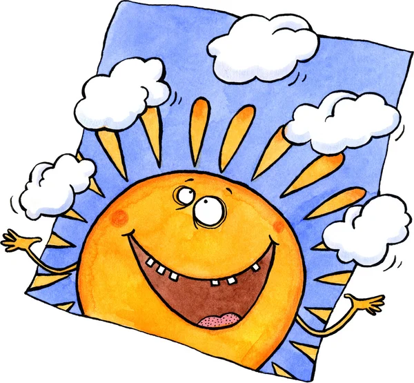 Lächelnde Sonne jongliert mit Wolken — Stockfoto