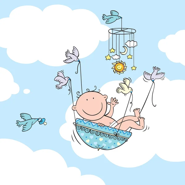 Uçan bebek çocuk — Stok Vektör