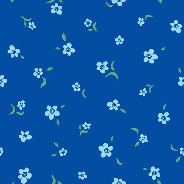 Forget-me-not flower seamless pattern. Ditsy floral print in blue color palette. — Stockvektor