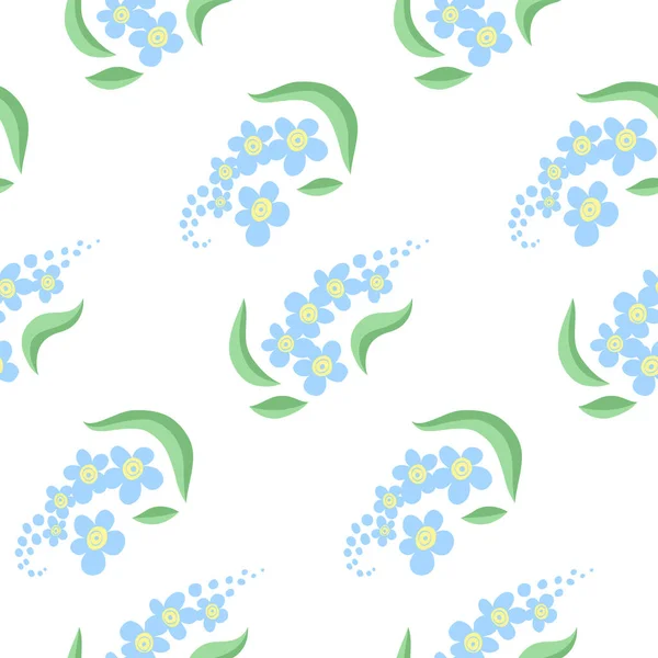 Forget-me-not flower seamless pattern. Ditsy floral print on white background. — Stock Vector