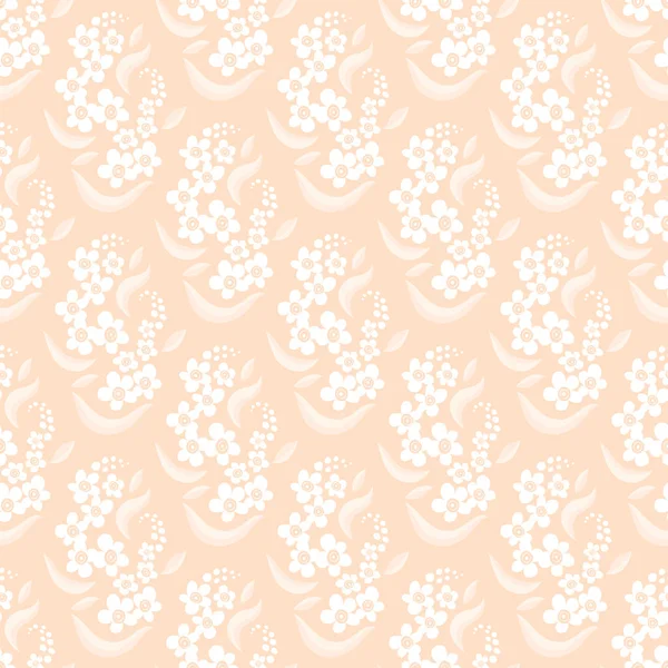 Tiny flowers seamless pattern. Ditsy floral print in a delicate peach color palette. — 스톡 벡터