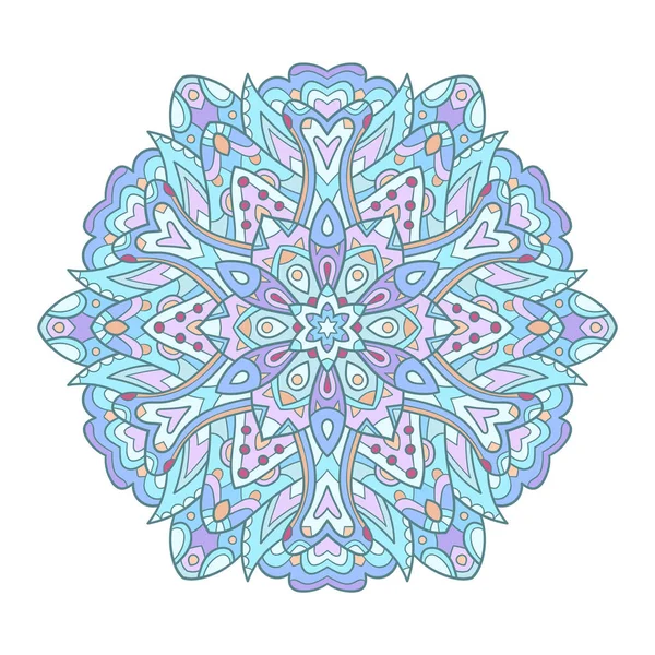 蓝色观赏性曼陀罗圆环 瑜伽标志 设计方向的装饰元素 神圣的几何 T恤衫 印刷品设计 — 图库矢量图片