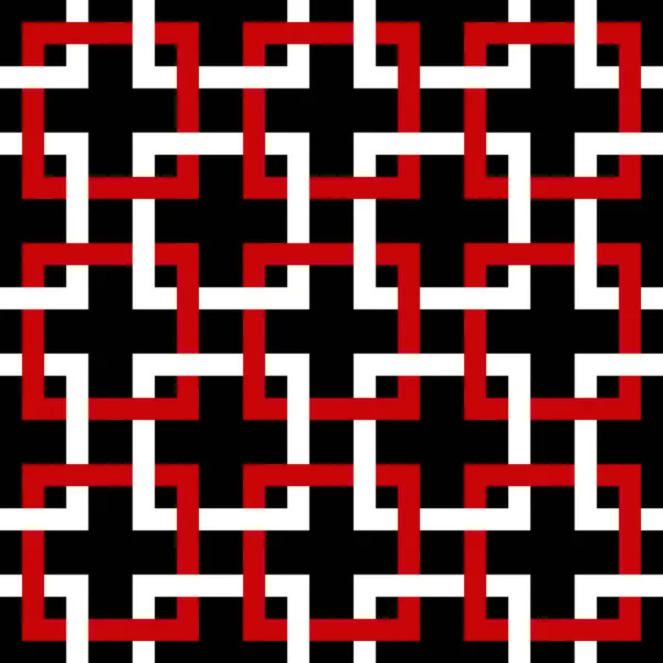 Seamless Geometrical Design Red White Squares Black Background — Stock Photo, Image