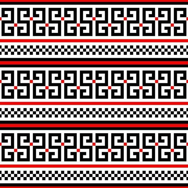 漂亮的无缝图案 几何乌克兰民间艺术装饰 黑色和红色 白色背景 — 图库照片