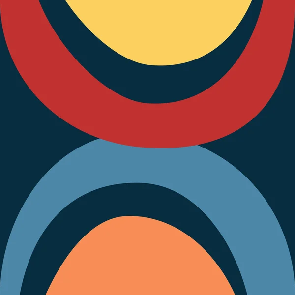 Абстрактний Барвистий Дизайн Арки Середини Століття Помаранчевих Жовтих Синіх Червоних — стокове фото