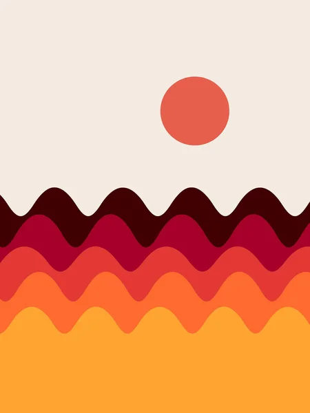 Абстрактная Красочная Морская Иллюстрация Желтыми Оранжевыми Красными Коричневыми Морскими Волнами — стоковое фото