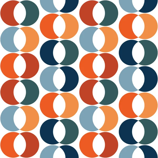 Nahtloses Geometrisches Mid Century Inspirierendes Muster Mit Farbenfrohen Orange Marineblau lizenzfreie Stockfotos