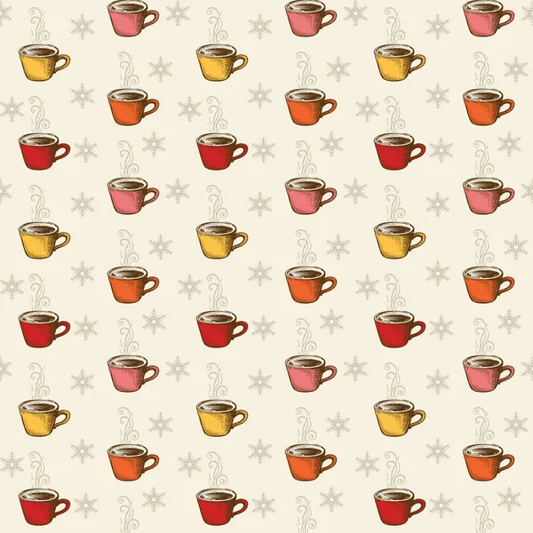 Иллюстрация Стиле Абстрактно Ретро Желтыми Розовыми Оранжевыми Красными Кружками Снежинками — стоковое фото