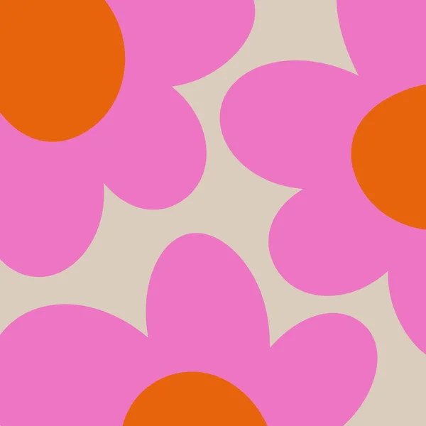 Абстрактный Ретро Стиль Иллюстрации Розового Красного Цветочных Силуэтов Украшения Бежевом — стоковое фото