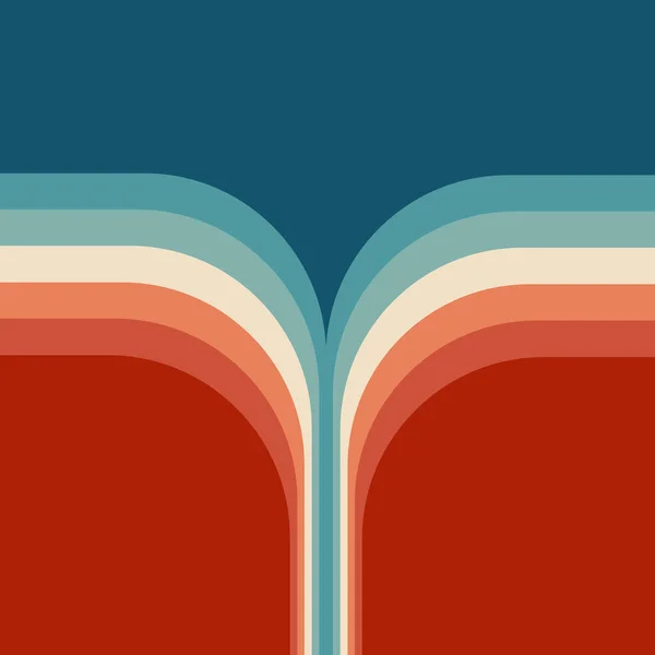 Retro Style Double Arches Geometrical Pattern Illustration Beige Red Orange — Stok fotoğraf