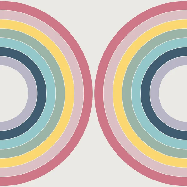 Abstract Illustration Retro Style Double Semicircles Design Yellow Pink Blue — стоковое фото