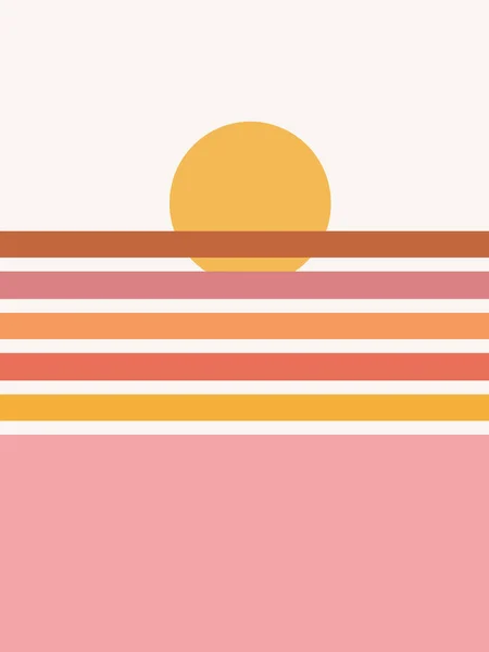 Abstract Illustration Geometric Summer Design Sun Pink Sandy Beach Orange — Stock Fotó