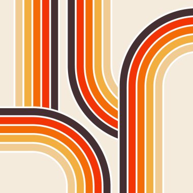 Renkli (sarı, kahverengi, turuncu, bej, beyaz) geçmişe dönük çizimler ve bej arkaplan üzerindeki çizgiler