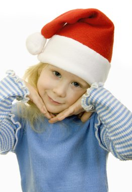 Noel Baba şapkalı kız