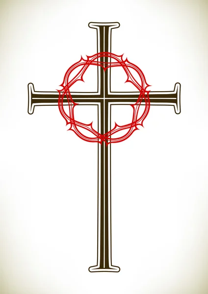 Christliches Kreuz und Kranz — Stockvektor