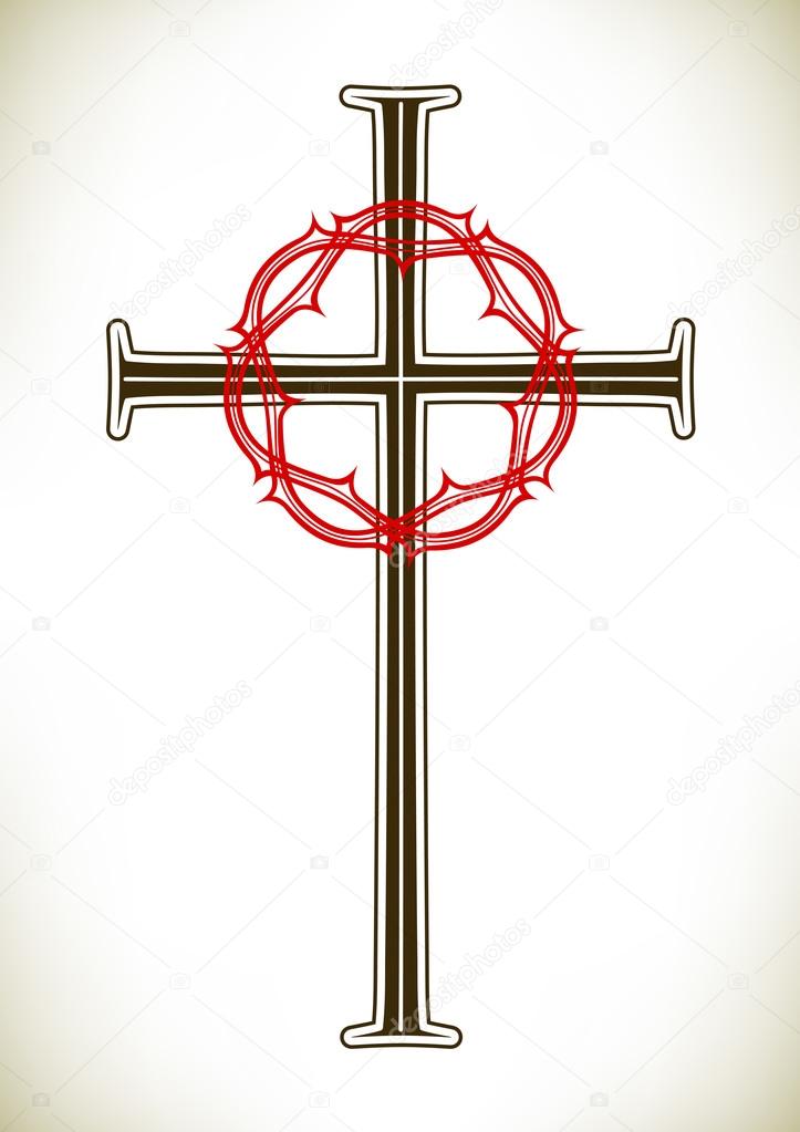 Christian cross and wreath