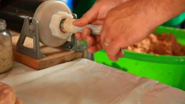 Fabricación de salchichas — Vídeos de Stock