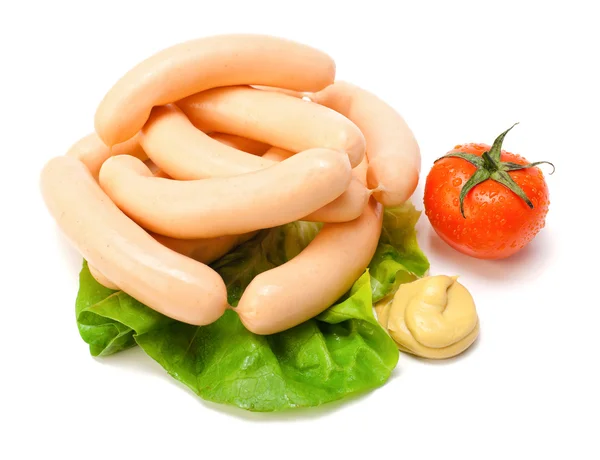 Hühnchen Frankfurter auf weiß — Stockfoto