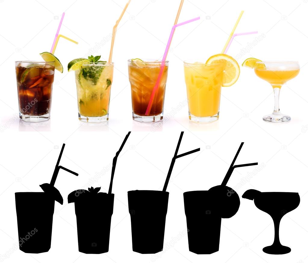 Various alcoholic cocktails and their rtansparency mask