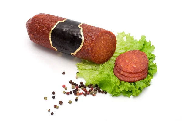 Chorizo salami en segmenten — Stockfoto
