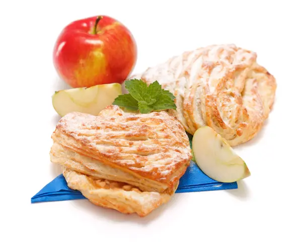 Two apple cakes and apple decoration — Stock Photo, Image