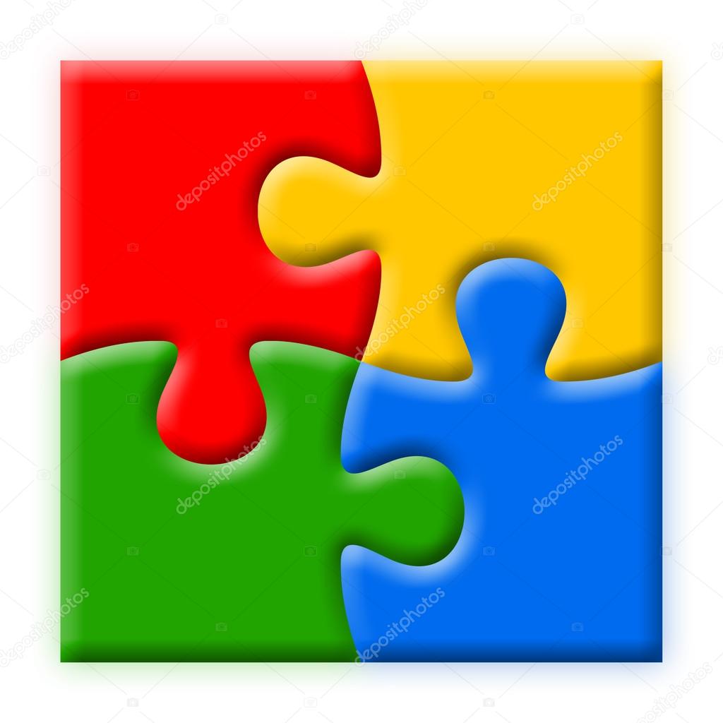 Four colorful puzzles illustration