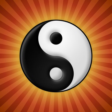 yin yang sembolü kırmızı ışınları arka plan