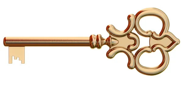 Golden key isolated — Stock Photo, Image