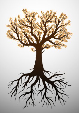 Autumn tree and it's roots clipart