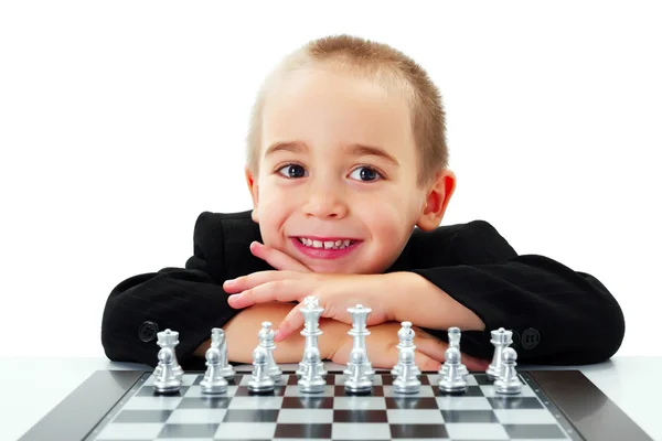 Kind bereit für Schach — Stockfoto