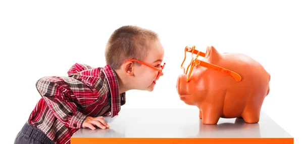 Playing with Piggy Bank — Stock Photo, Image