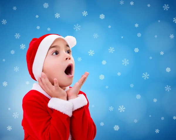 Sorprendido chico de Navidad preguntándose — Foto de Stock