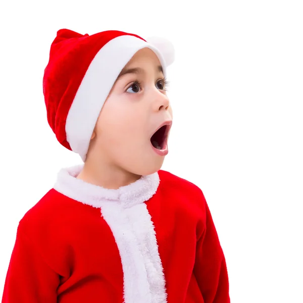 Sorprendido chico de Navidad preguntándose — Foto de Stock