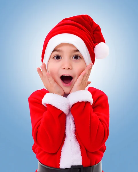 Verrast Kerstmis jongen af — Stockfoto