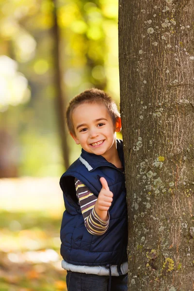 Thumbs up from cute boy — Stock Photo, Image