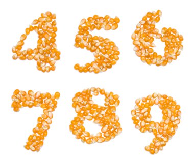 Numbers made of corn seeds clipart
