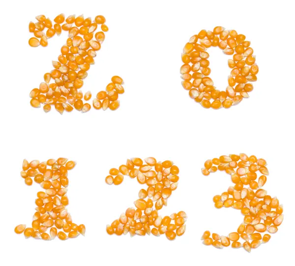 Numery z nasion kukurydzy — Zdjęcie stockowe