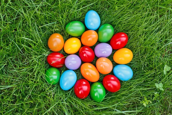Colorful easter eggs in grass — Stock Photo, Image