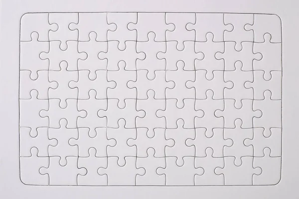 Overhead Shot Dari Latar Belakang Tekstur Puzzle Jigsaw Putih Kosong Stok Gambar