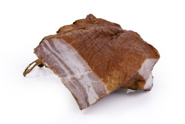 Tütsülenmiş kaburga, beyaz arka plan, izole edilmiş