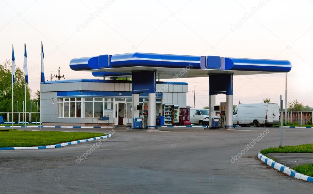 blue gas station